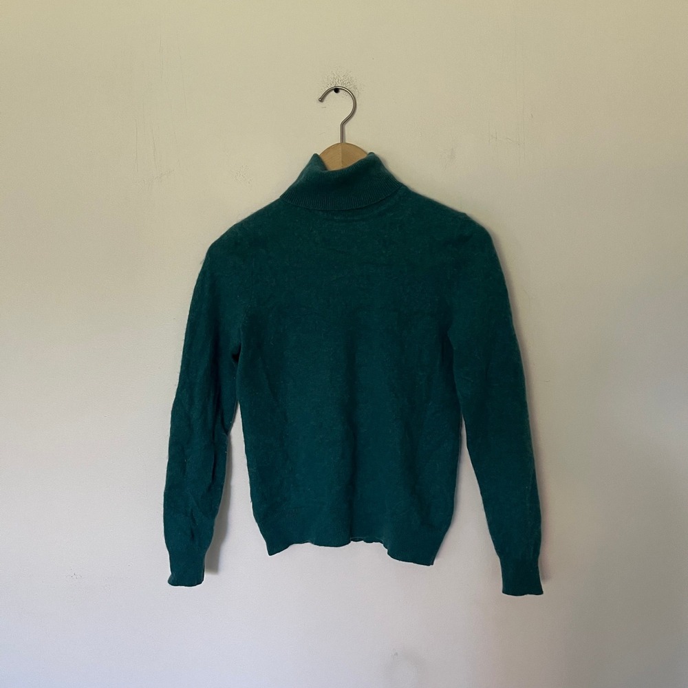Lord & Taylor Cashmere Turtleneck Sweater Teal Green Small Womens Knit Top